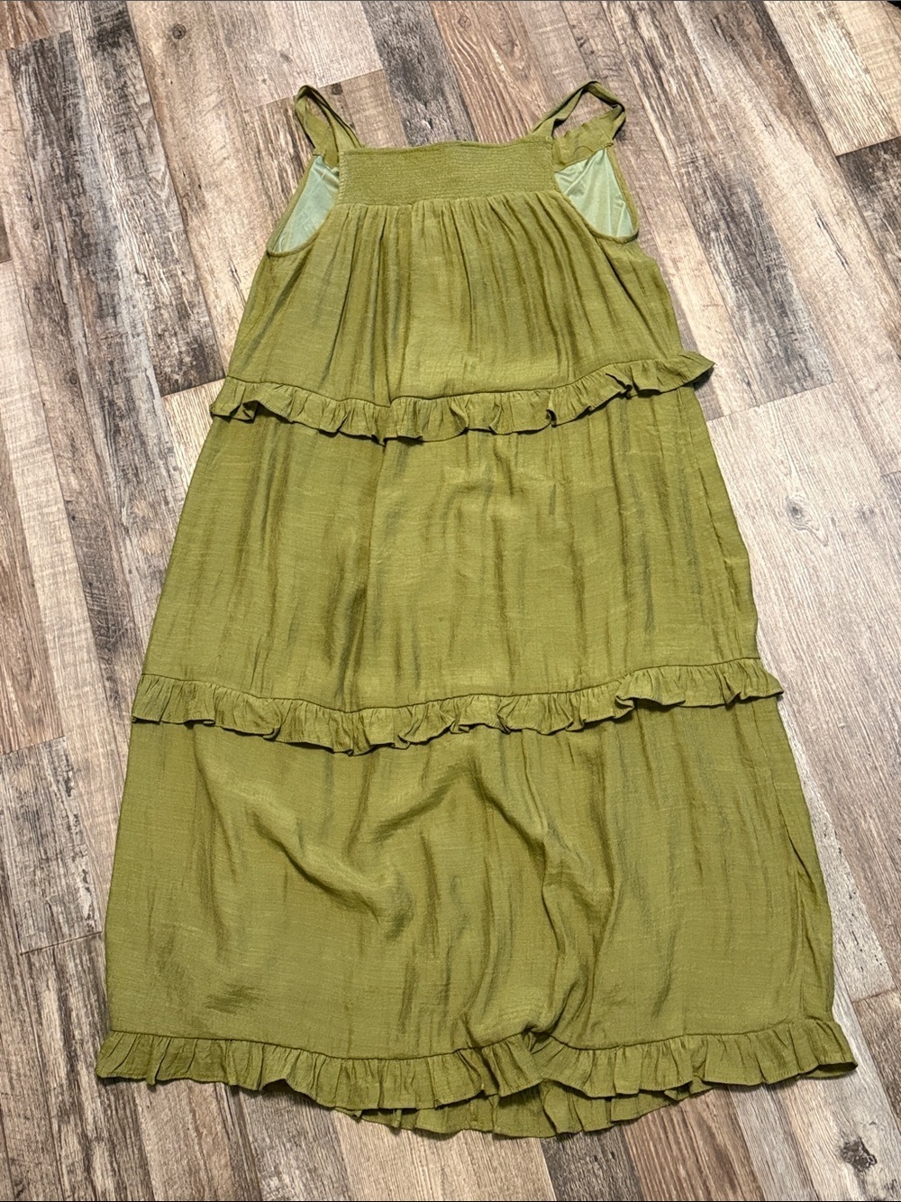 Emilia Green Tiered Ruffle Maxi Dress Cottagecore Women’s Size M